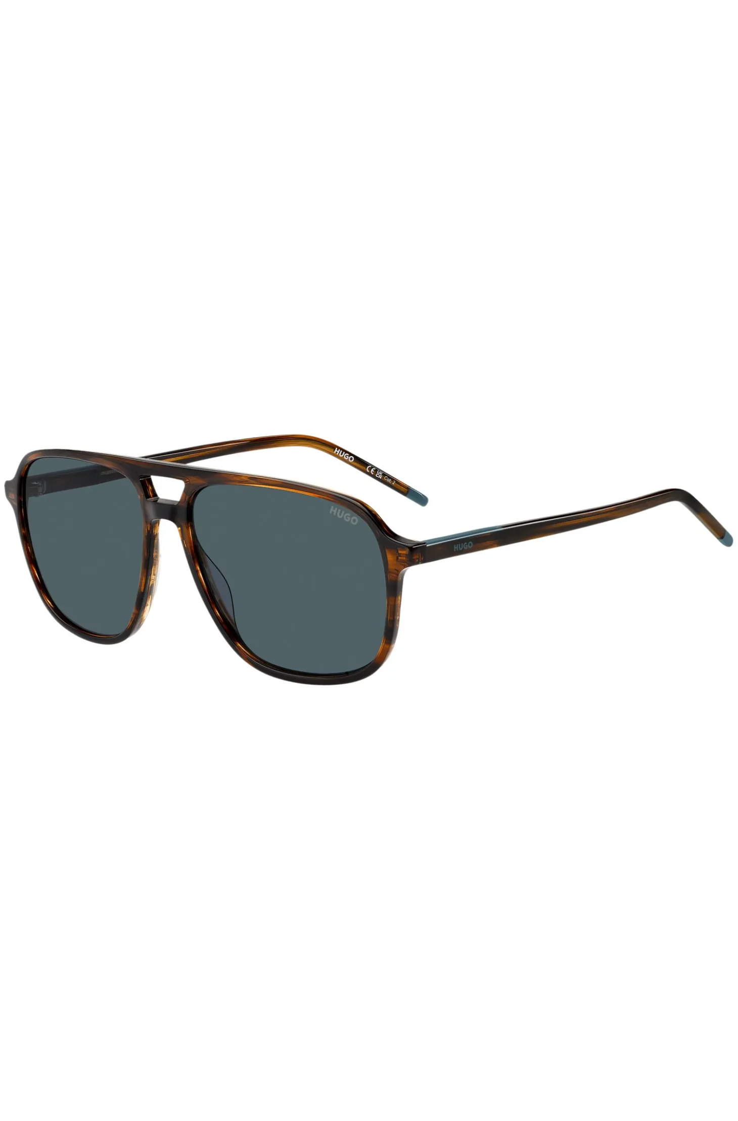 Horn-acetate sunglasses with double bridge