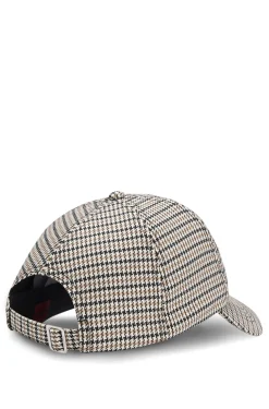 Houndstooth cap with stacked logo
