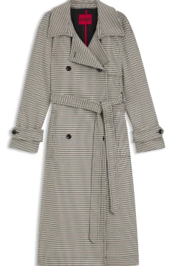 Houndstooth trench coat with belt