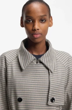 Houndstooth trench coat with belt