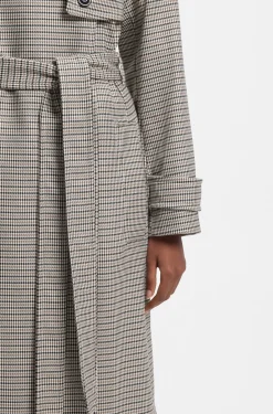 Houndstooth trench coat with belt