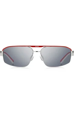 HUGO Eyewear Wrap-style sunglasses in white and red