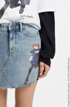 HUGO x Jujutsu Kaisen denim skirt with Nobara print