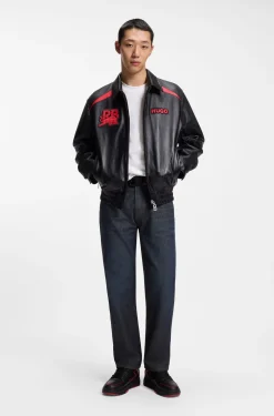 HUGO x RB regular-fit jeans in blue denim