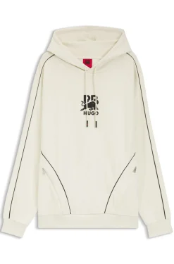 HUGO x RB stretch-cotton hoodie with bull motif