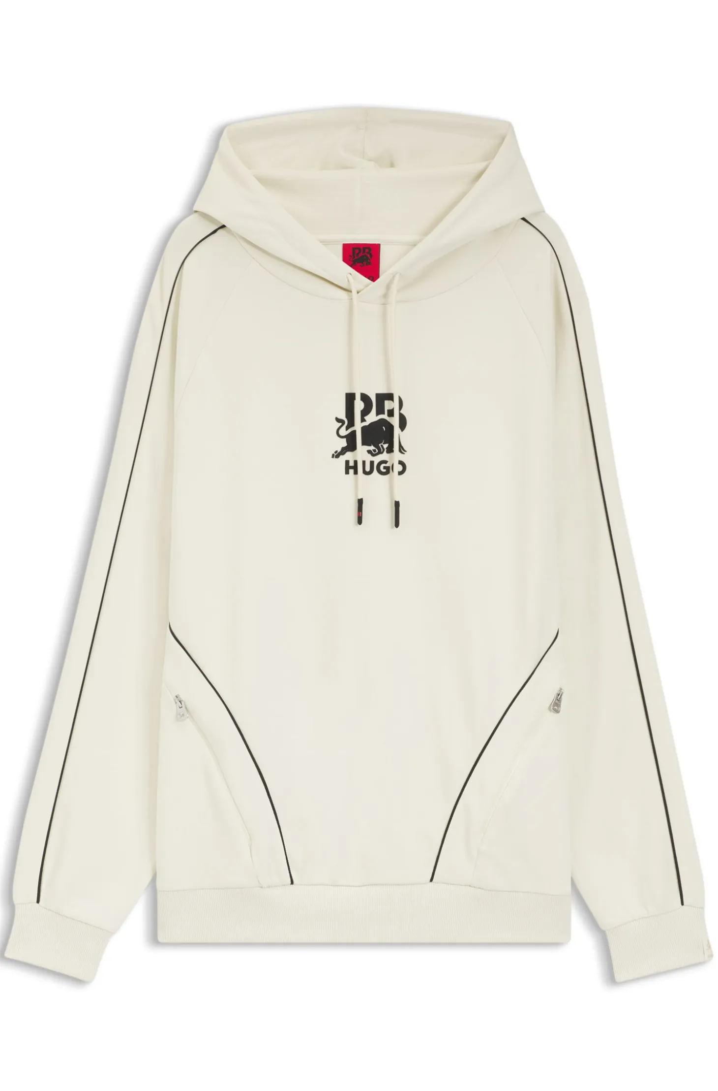 HUGO x RB stretch-cotton hoodie with bull motif