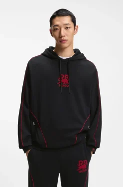 HUGO x RB stretch-cotton hoodie with bull motif