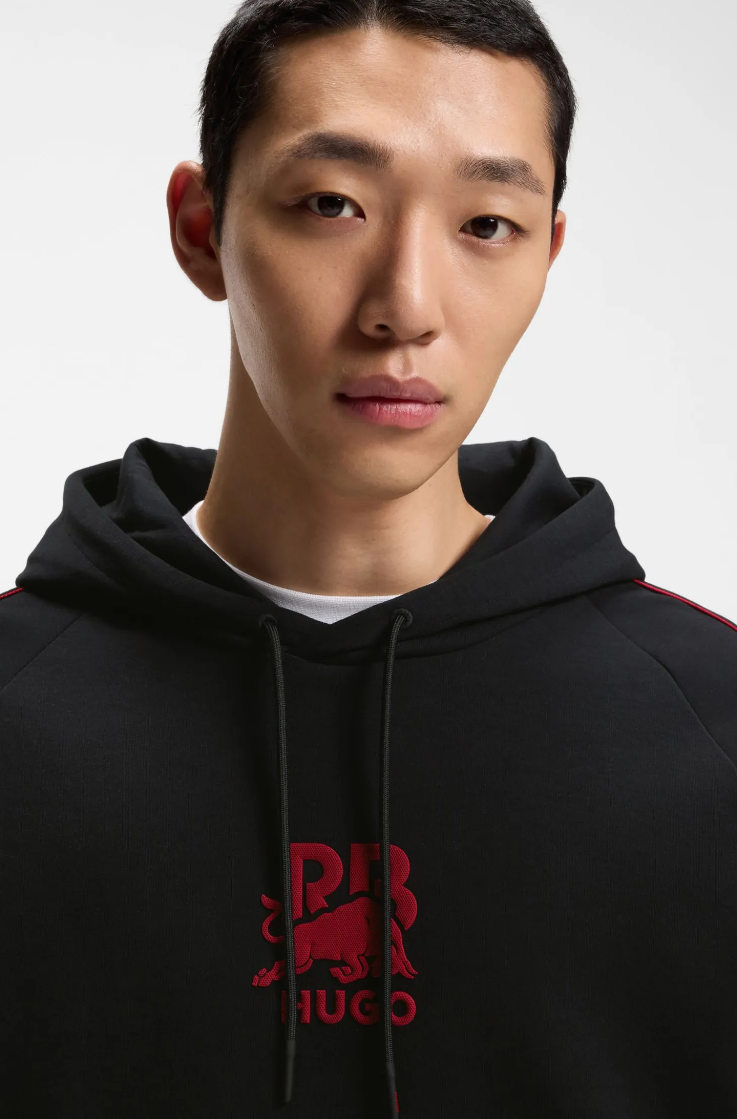 HUGO x RB stretch-cotton hoodie with bull motif