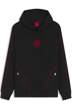 HUGO x RB stretch-cotton hoodie with bull motif