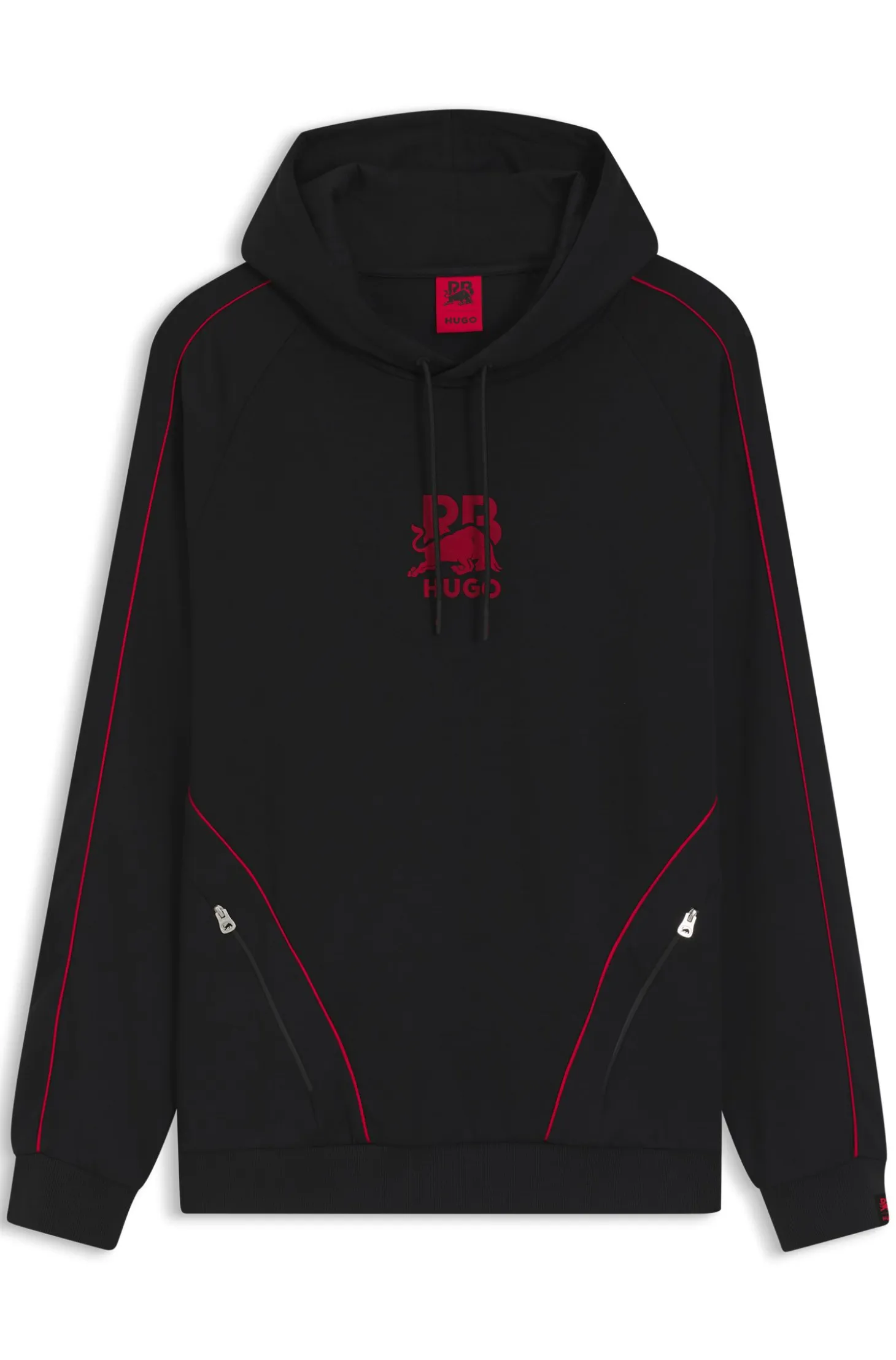 HUGO x RB stretch-cotton hoodie with bull motif