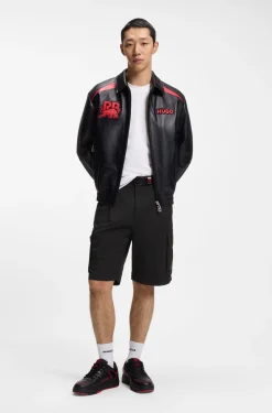 HUGO x RB stretch-cotton shorts with bull motif