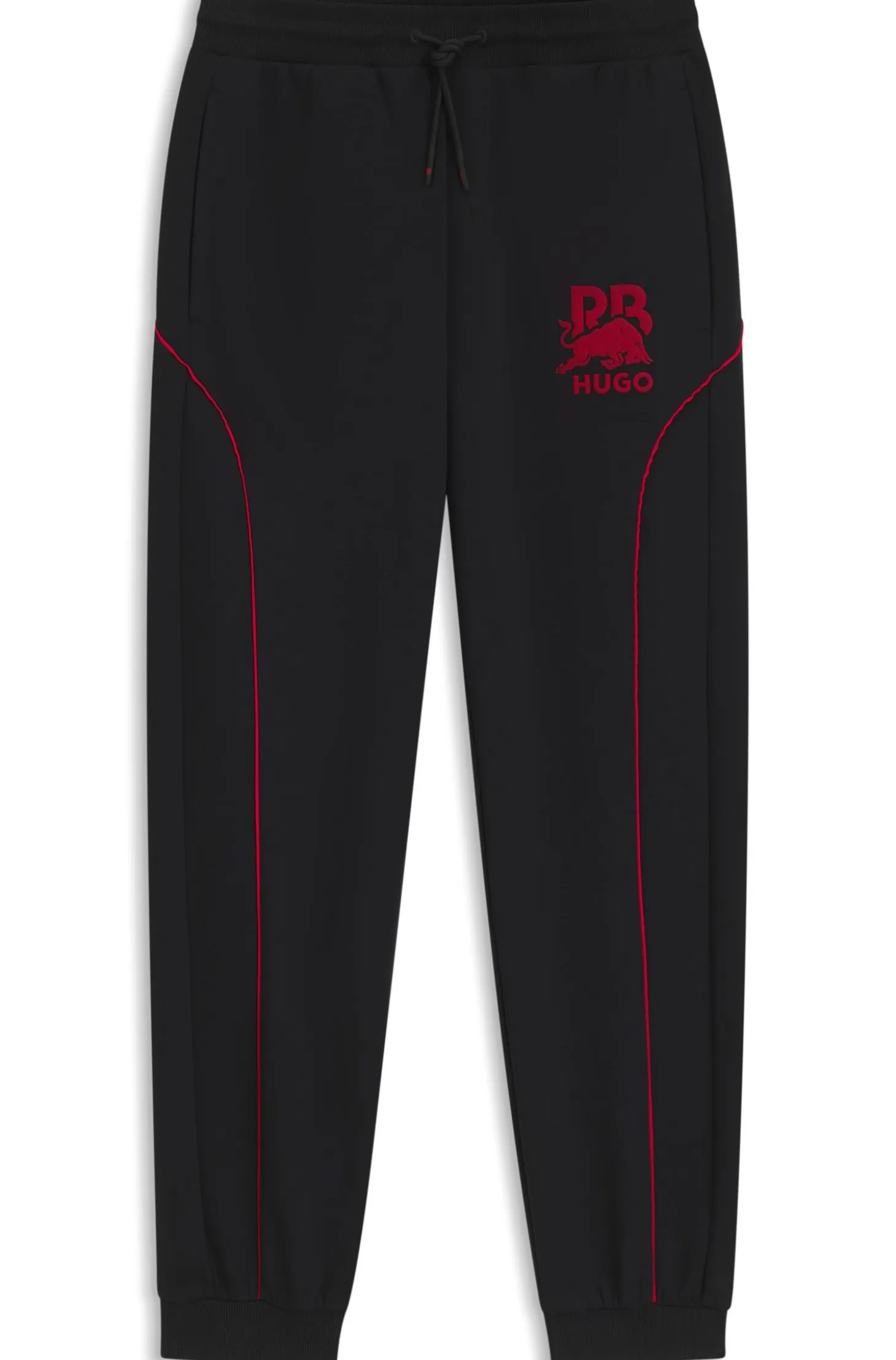 HUGO x RB stretch-cotton tracksuit bottoms with bull motif