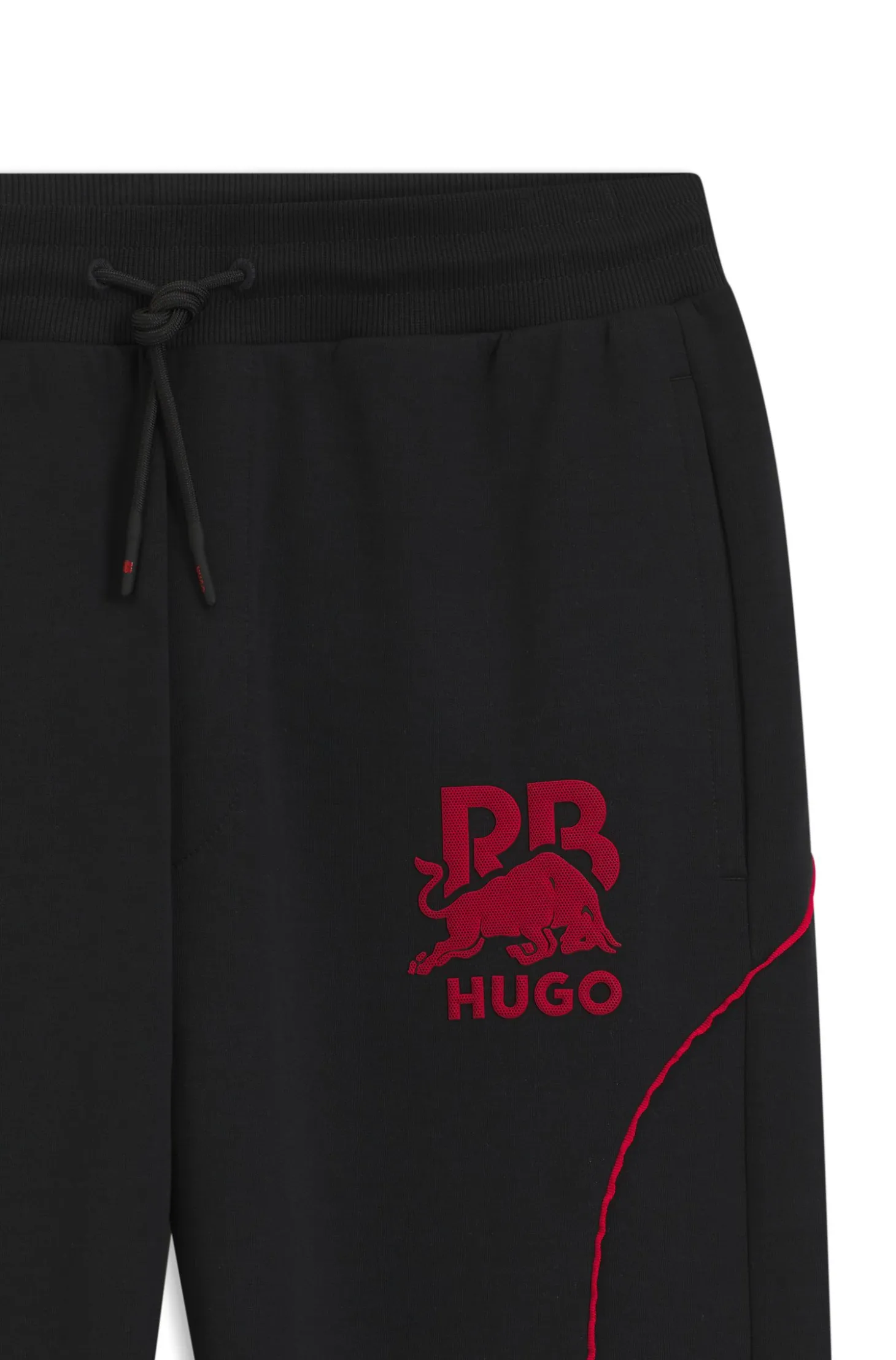 HUGO x RB stretch-cotton tracksuit bottoms with bull motif