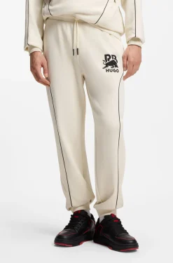 HUGO x RB stretch-cotton tracksuit bottoms with bull motif