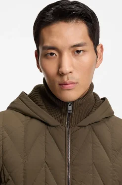 Hybrid jacket with wool sleeves and down front