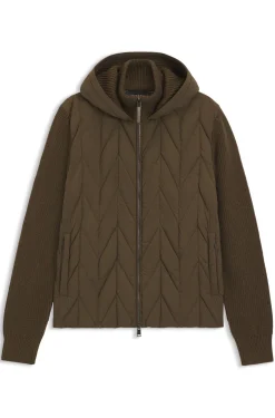 Hybrid jacket with wool sleeves and down front