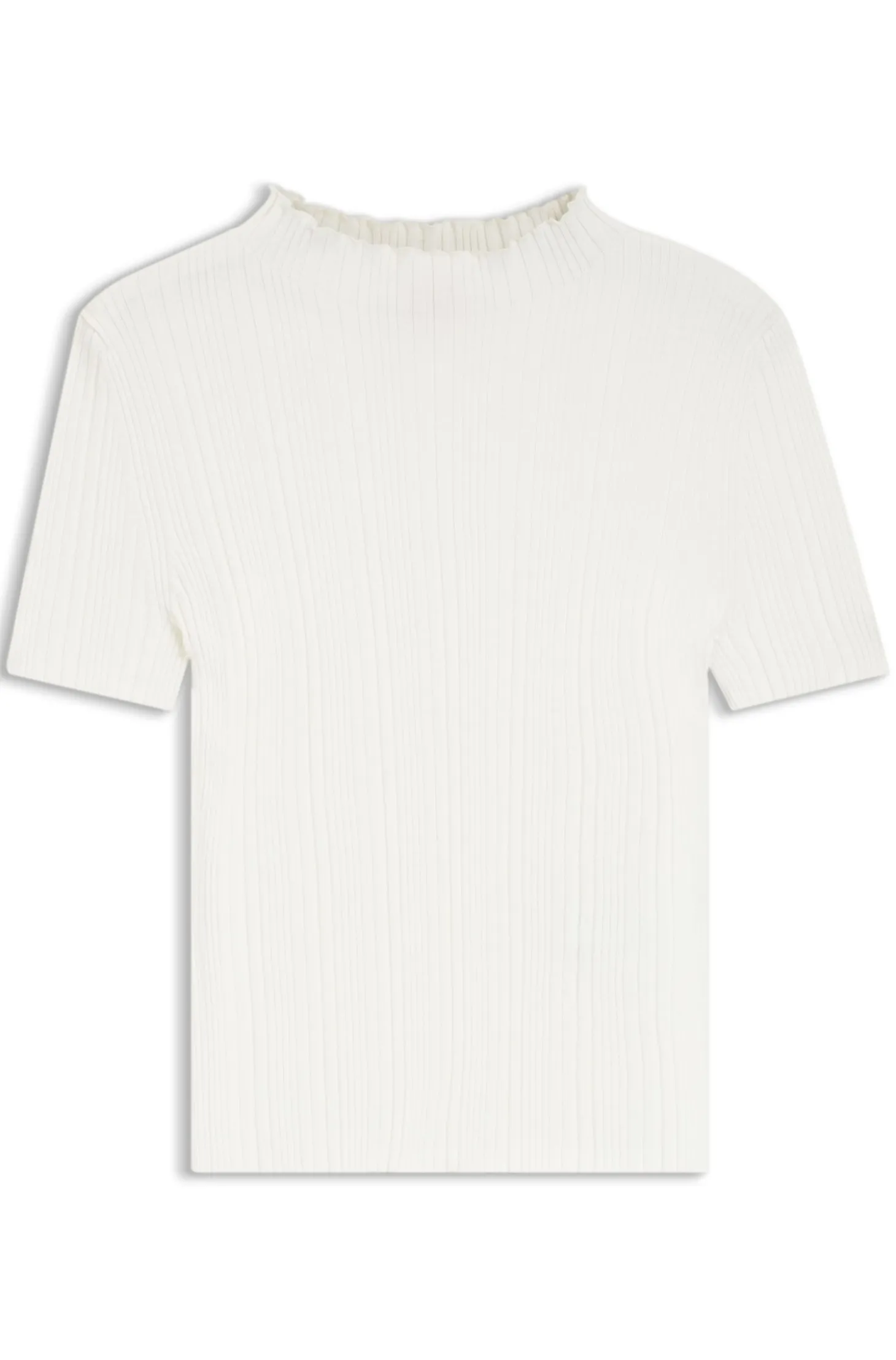 Irregular-rib sweater with mock neck