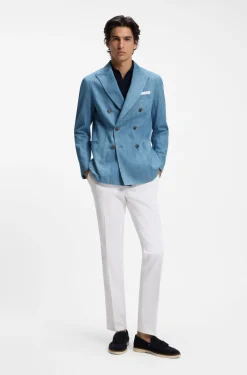 Italian-cotton blazer with peak lapels