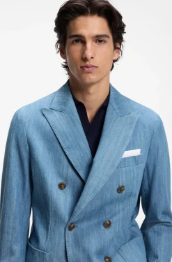 Italian-cotton blazer with peak lapels