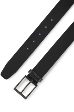 Italian-leather belt with brushed gunmetal hardware