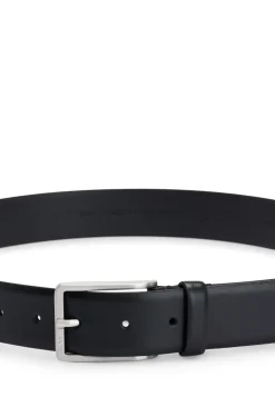 Italian-leather belt with brushed silver hardware