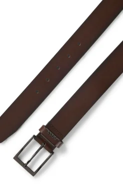 Italian-leather belt with brushed gunmetal hardware