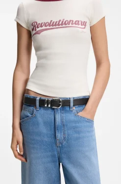 Italian-leather belt with double keeper