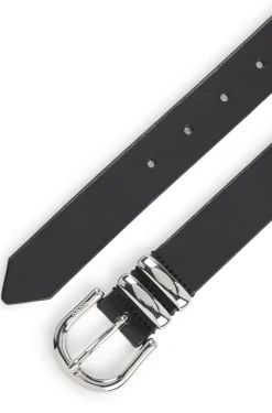 Italian-leather belt with double keeper