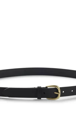 Italian-leather belt with gold-tone buckle