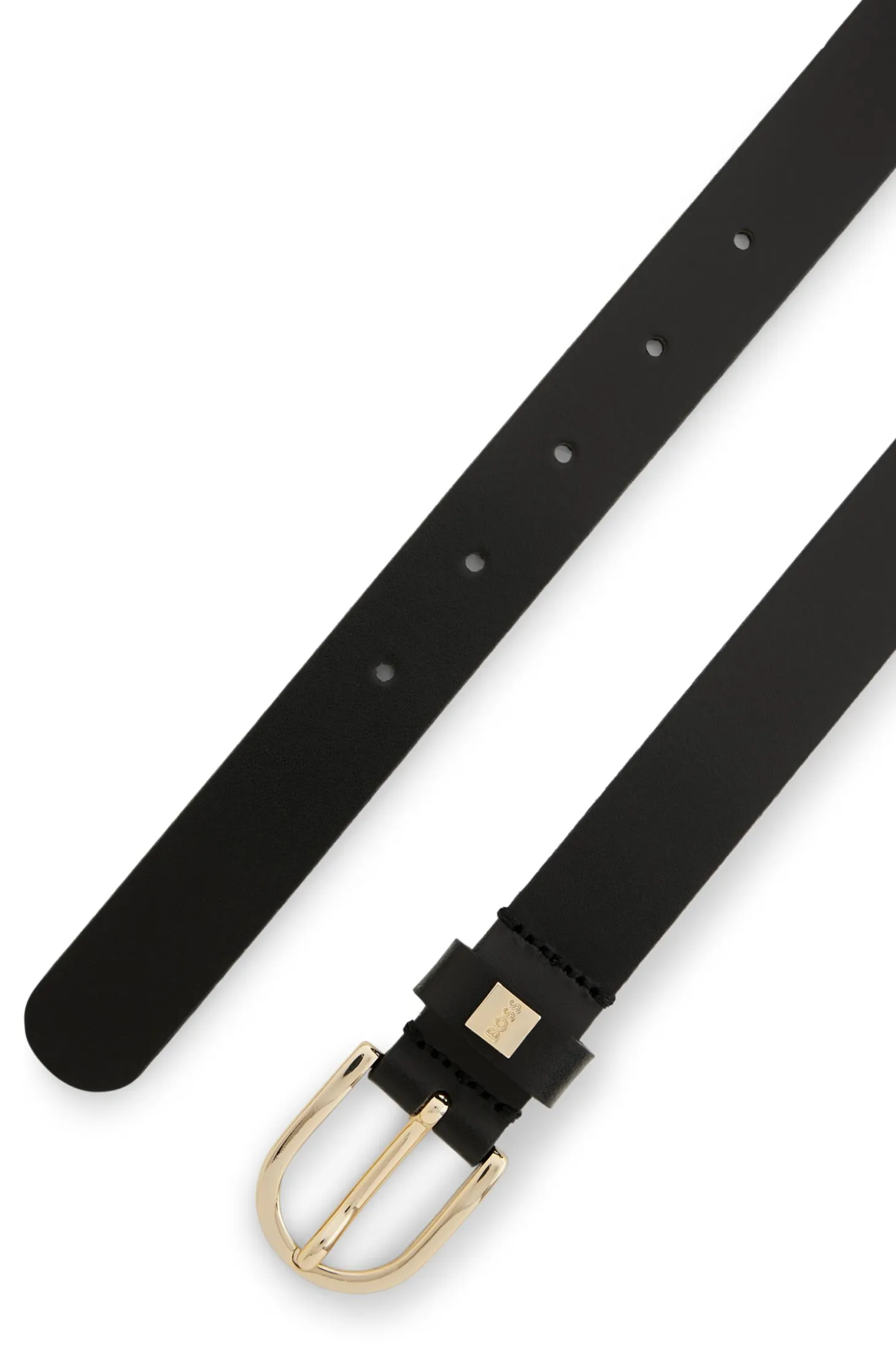Italian-leather belt with gold-tone buckle