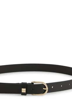Italian-leather belt with gold-tone buckle