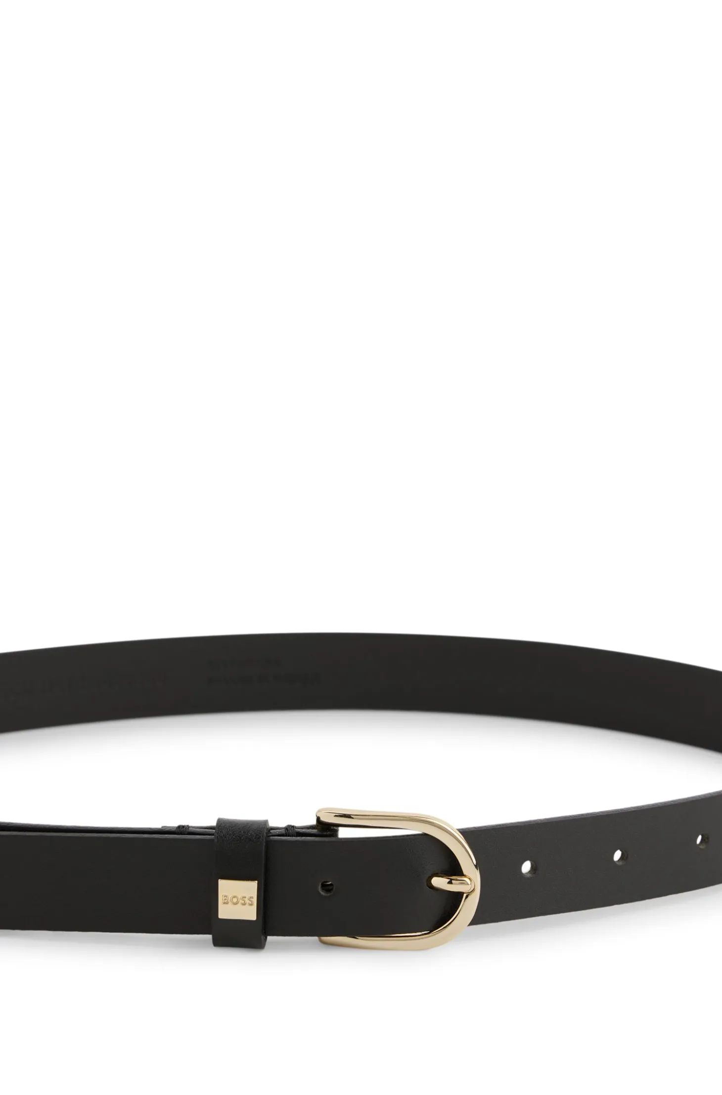 Italian-leather belt with gold-tone buckle