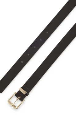 Italian-leather belt with gold-tone buckle