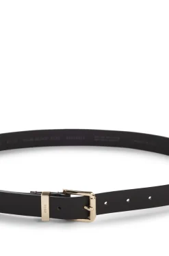 Italian-leather belt with gold-tone buckle