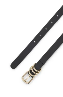 Italian-leather belt with gold-tone hardware