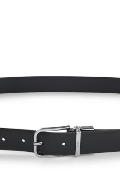 Italian-leather belt with logo keeper