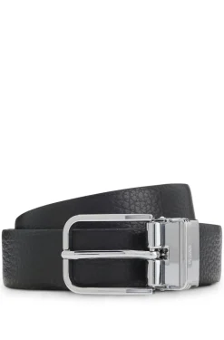 Italian-leather belt with logo keeper