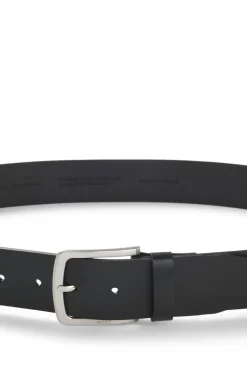 Italian-leather belt with logo-engraved buckle