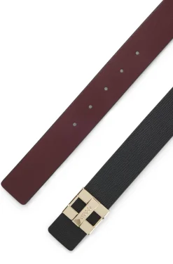 Italian leather belt with metal logo letters