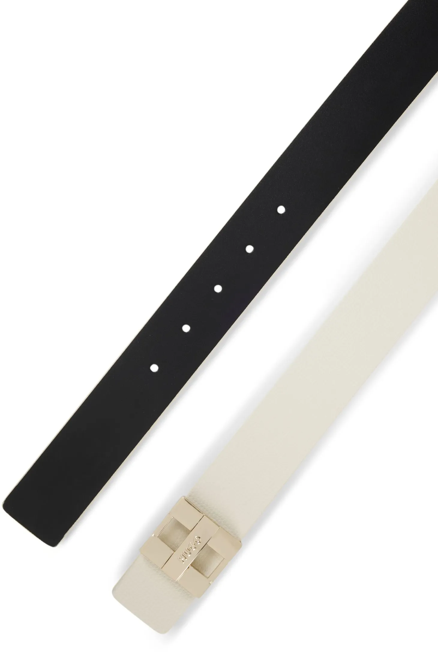 Italian leather belt with metal logo letters