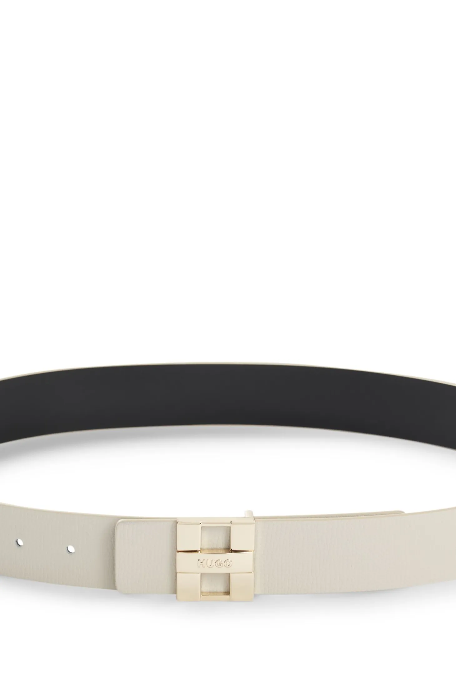 Italian leather belt with metal logo letters