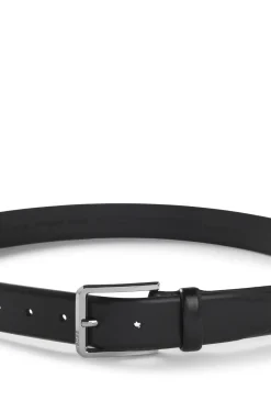 Italian-leather belt with polished gunmetal buckle