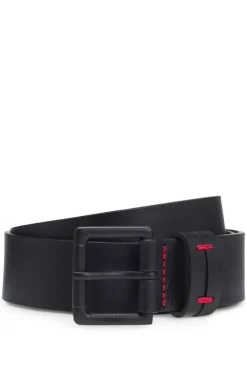 Italian-leather belt with red-stitched keeper