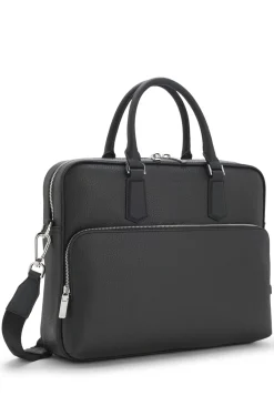 Italian leather document case with embossed logo