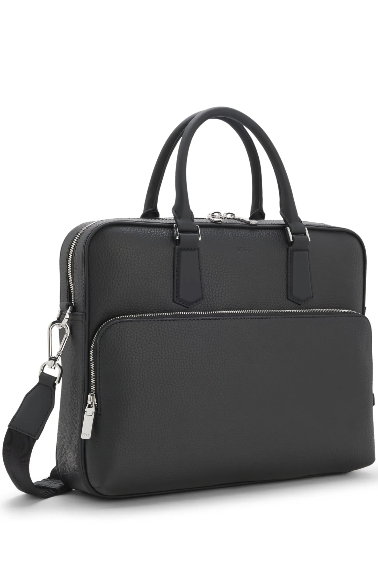 Italian leather document case with embossed logo