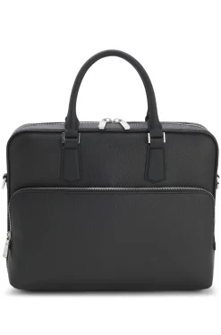 Italian leather document case with embossed logo