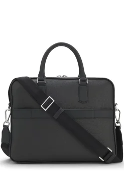 Italian leather document case with embossed logo