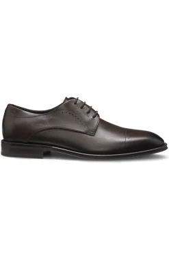 Italian-made Derby shoes in leather with cap toe