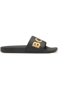 Italian-made slides with large logo detail