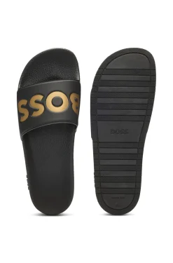 Italian-made slides with large logo detail